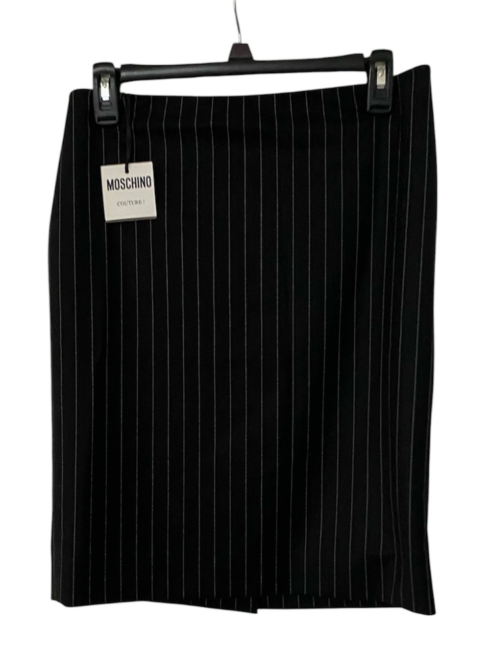 NWT Moschino Couture Black Pinstripe Pencil Skirt 12